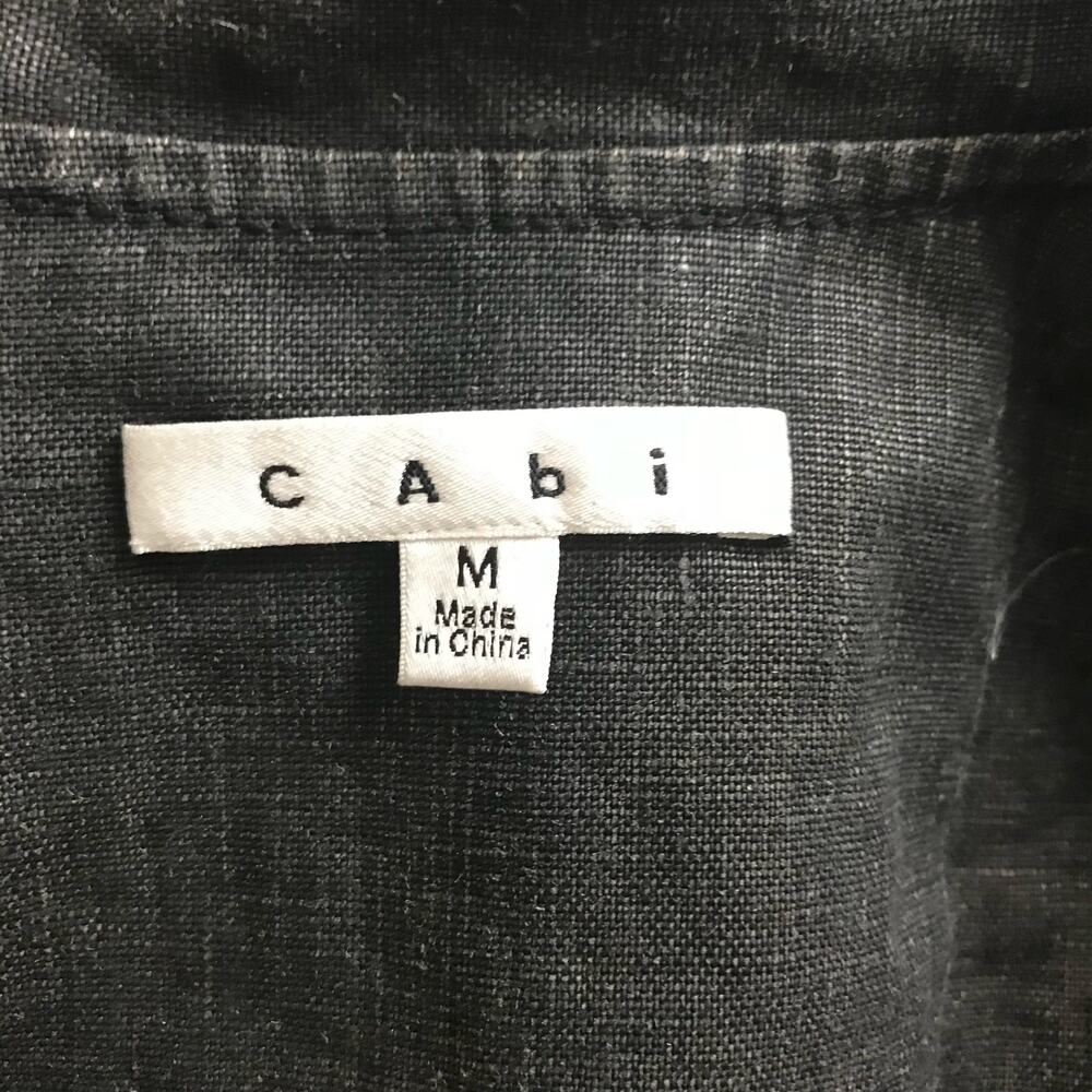 Cabi Black Gray Waxed Linen Moto Jacket Blazer M - Picture 4 of 5